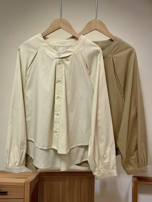 【时装系列】天丝➕棉 6035韩系镂空领宽松薄款短款长袖小衫M1-3-喜出 商品图3