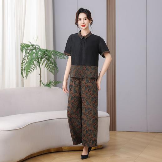 丁摩100%真丝香云纱龟裂纹高端时尚桑蚕丝短袖新款体恤AL5611 商品图1