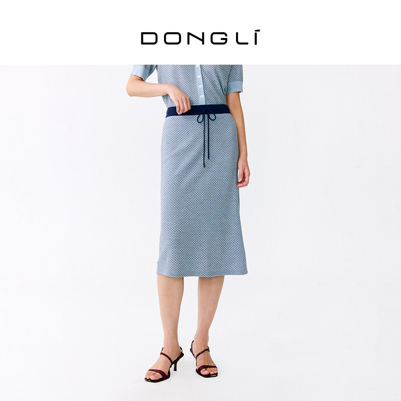 东黎 • 温柔的海风 桑蚕丝山羊绒女士提花半裙 5270