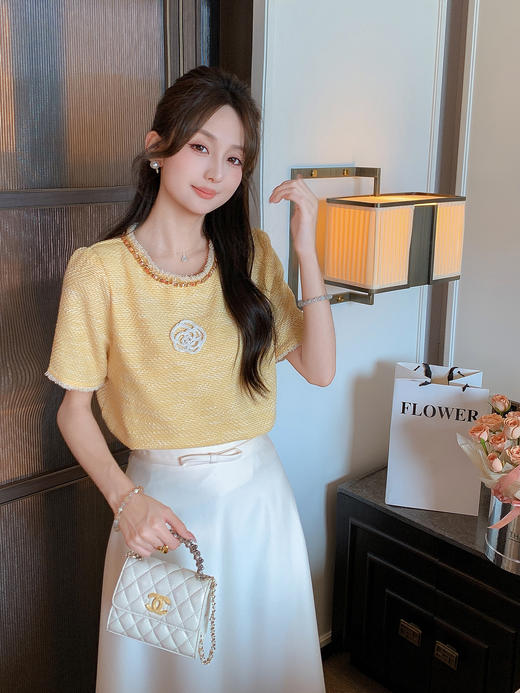 张心子【小香山茶花】减龄高级感山茶花编织上衣 U2507014 商品图2