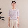 「自」全新升级【铂金会员293/天猫399/差价106】(03024)洛诗琳撞色条纹圆领针织T恤2025夏季薄款设计感镂空上衣女 商品缩略图2