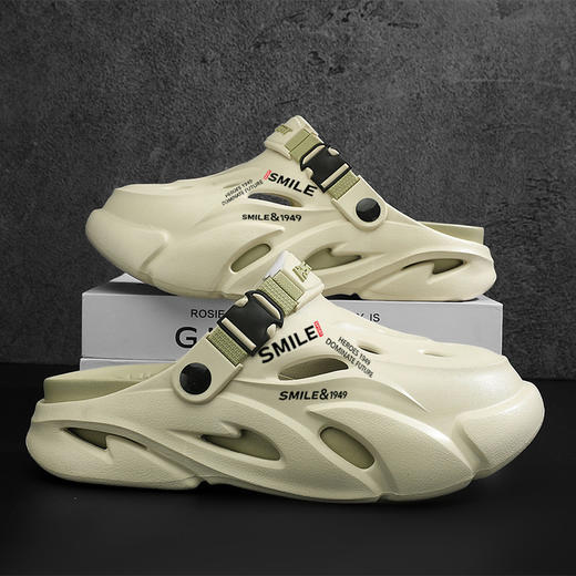 新款高质感男士户外沙滩鞋 舒适超软防滑室内百搭韩版增高凉鞋 情侣洞洞鞋 商品图8