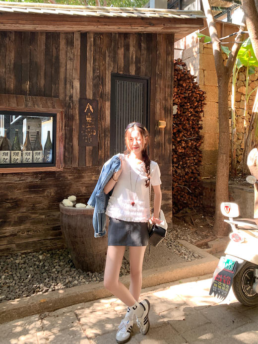 【110元任选2件】最后一波现货！荷叶边亮钻短袖T恤 商品图7