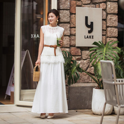 【林栖设计小店】镂空提花针织上衣肌理感流苏设计2025早秋新款针织衫女F1953223 商品图1