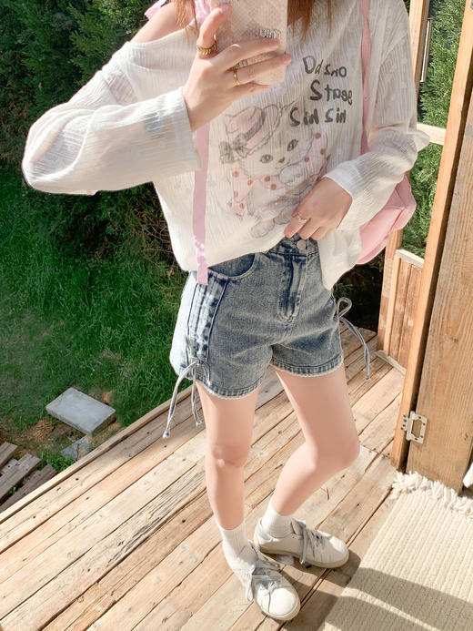 【149元任选2件】现货秒杀！卖完不补 ！微信打折价！2色抽绳牛仔短裤 商品图8