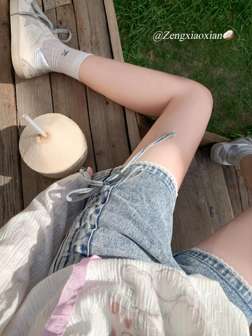 【149元任选2件】现货秒杀！卖完不补 ！微信打折价！2色抽绳牛仔短裤 商品图6