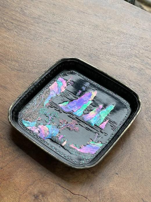 镶螺钿山水图黑漆方碟，顺丰包邮 商品图14