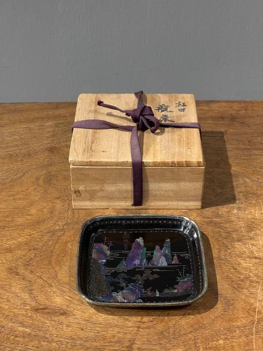 镶螺钿山水图黑漆方碟，顺丰包邮 商品图8