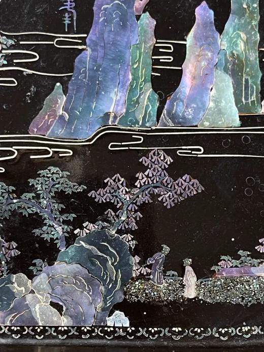 镶螺钿山水图黑漆方碟，顺丰包邮 商品图13