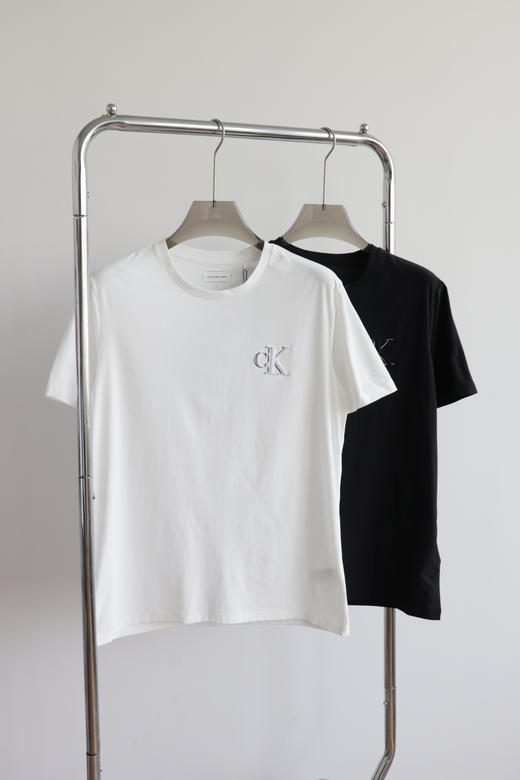 特价一盒2件 西K25新款重影刺绣 弹力圆领短袖T恤 TX571 商品图2