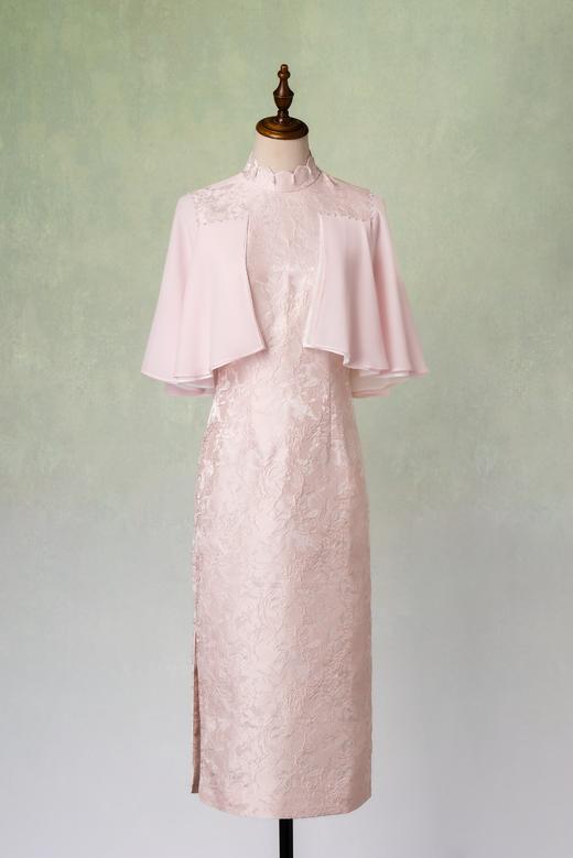 荷言GL 栖月 新中式改良旗袍粉色轻礼服荷叶袖雪纺小香风少女夏季 商品图6