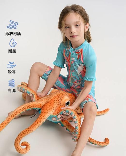 【春上新】8楼爱慕儿童Aimer Kids女孩2件装-花花鹦鹉短袖五分裤连体泳衣AK167H921，吊牌价660元 商品图1