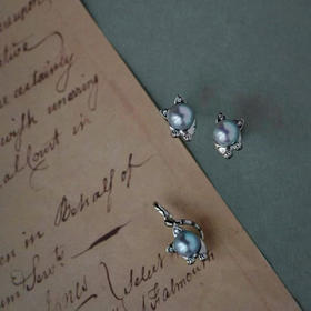 龢盒原创 海水珍珠猫咪耳钉吊坠