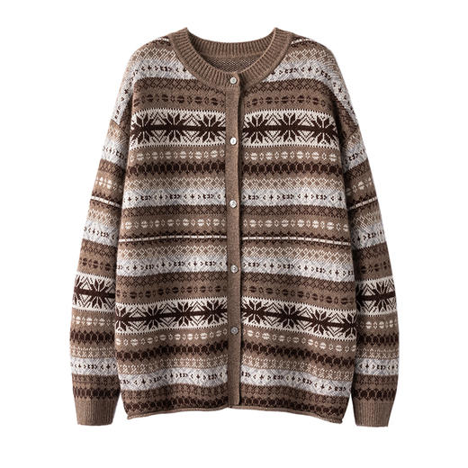 S·Y·C【卡布奇诺】纯山羊绒拼色开衫外套女CYR240250 商品图0