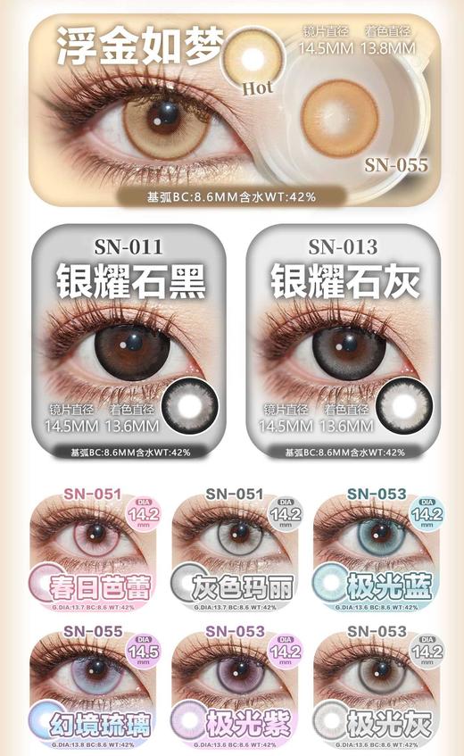 SNTTY 正品月抛20/副69/6副，浮金如梦银耀石黑银耀石灰春日芭蕾 商品图2