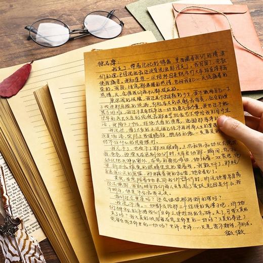牛皮信纸 仿旧信纸 复古文艺ins简约写情书的书信纸信稿纸古风横线A4B5 40张/包 商品图0