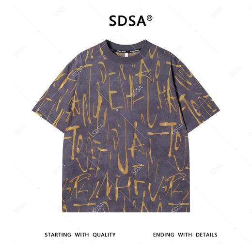 T4216SDSA夏季高级感新款男士撞色割破设计圆领短袖T恤重磅圆领上衣潮 商品图1