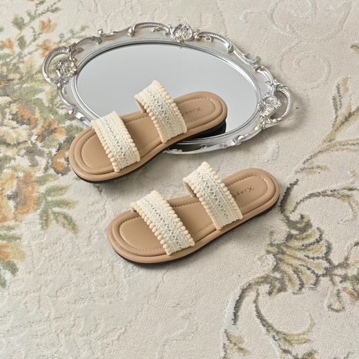 经典鲨2025夏季新款民族渡假风懒人一脚蹬舒适平底凉拖鞋女KW65-529131 商品图3