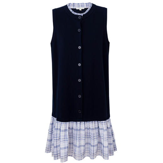 SELFWHO天丝桑蚕丝撞色格纹梭织拼接背心连衣裙女2025秋新款裙子 商品图4