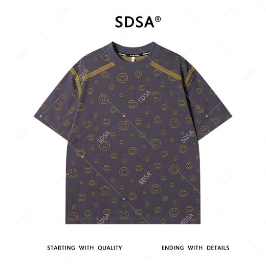 T4224SDSA夏季新款男士痞帅撞色割破笑脸设计短袖t恤时尚圆领宽松上衣 商品图1