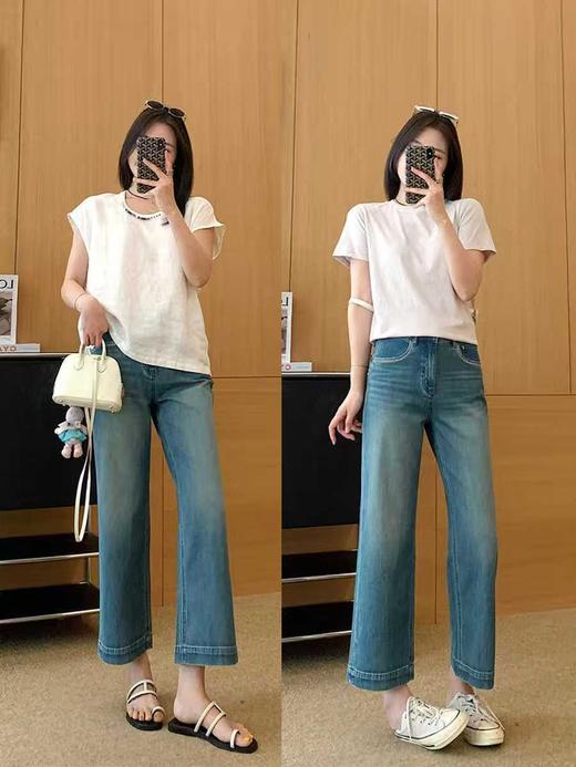 土耳其新款限量绣线吊染蓝四面弹双工艺水洗九分裤 商品图1