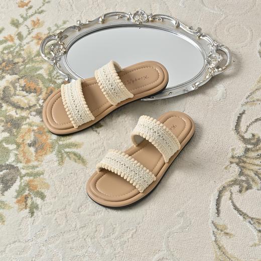 经典鲨2025夏季新款民族渡假风懒人一脚蹬舒适平底凉拖鞋女KW65-529131 商品图1