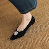 【预售5天】法式水钻鸳鸯扣单鞋女新款坡跟小方头浅口舒适平底瓢鞋JLY&18-592A 商品缩略图3