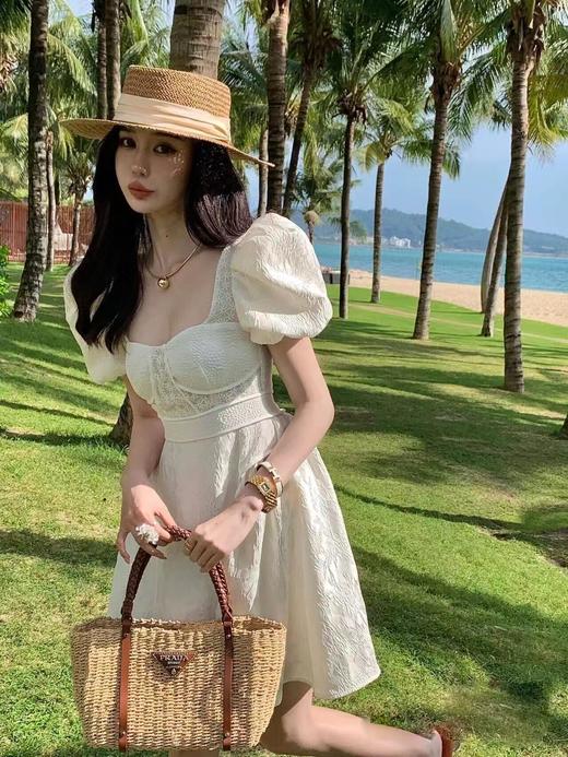 BT038-普拉达光滑牛皮和稻草 手提包 男女同款情侣款 米色（ BT*RG）7.22直播款 商品图5