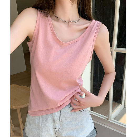 H925雪花棉吊带背心女夏外穿宽松遮肉打底内搭圆领无袖老汉衫上衣 商品图1