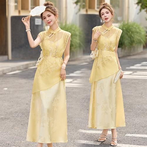 盘扣上衣+吊带裙两件套新中式套裙HR-BBL002 商品图2