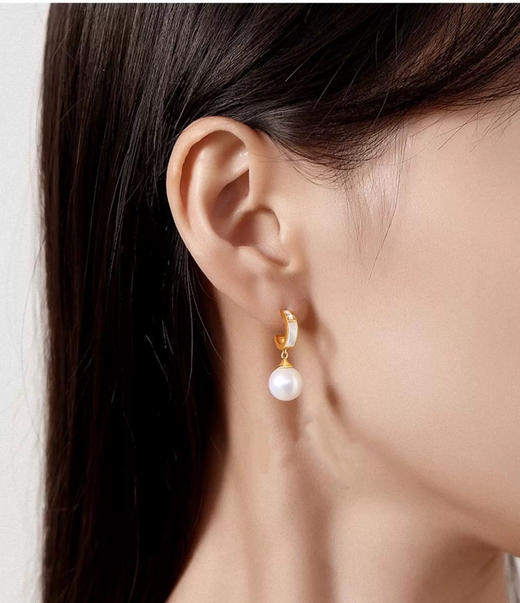 贸易公司订单刘亦菲同款通勤贝壳微镶钻珍珠耳坠 商品图3