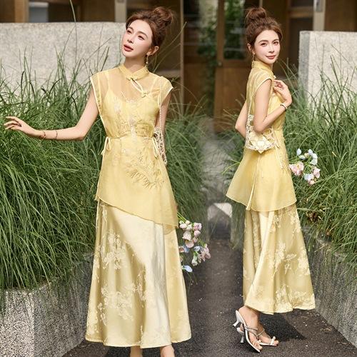 盘扣上衣+吊带裙两件套新中式套裙HR-BBL002 商品图3