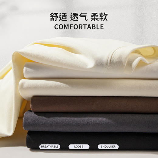 260重磅美式三防短袖男女宽松大码t恤圆领半袖纯色体恤打底衫 商品图1