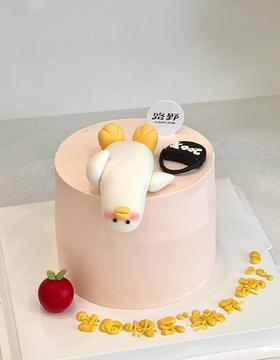 【臻品系列】---半翻糖【躺平鸭】蛋糕