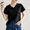 气质纯色正肩V领棉T恤女2025春夏新款宽松显瘦内搭套头短袖上衣 商品缩略图3
