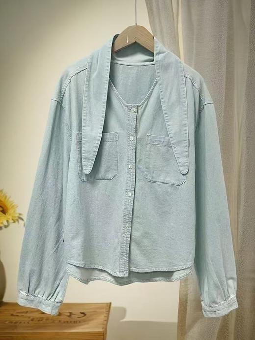 【时装系列】ME TOWN'S 9591（超超软料）做旧水洗牛仔打结外套衬衫M1-4-喜出 商品图4