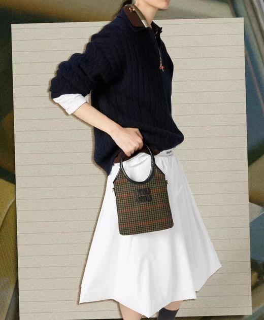 BT91-MIU MIU缪缪 Ivy IVY 可调节可拆卸肩带刻字徽标格纹 织物 单肩斜挎手提包 （BT*MM）7.22直播款 商品图8