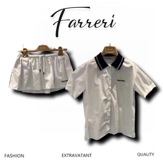 缪家春夏最新款减龄套装🤍纯白少女气质衬衫+Mini半裙 商品图0