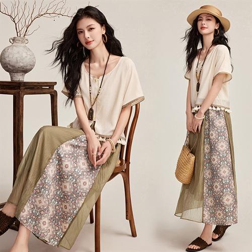 绝美套装连衣裙，撞色拼接小个子两件套HR-YBER131-1 商品图1