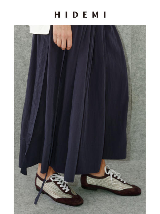 HIDEMI 进口巧克力色麂皮拼接编织复古德训绑带球鞋 商品图9