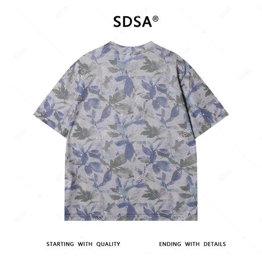 T4222SDSA夏季新款男士痞帅水墨撞色花卉图案短袖T恤百搭圆领时尚上衣 商品图5