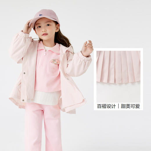 巴拉巴拉童装儿童外套女童连帽软壳衣秋甜美百褶上衣百搭小童衣服 商品图3