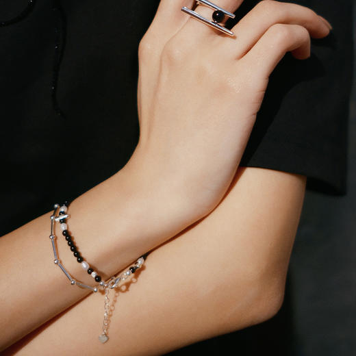 【夏季新款】alodia.co 品牌直发 夜珀黑玛瑙手链 925银万能叠戴素链百搭简约清冷感 商品图2
