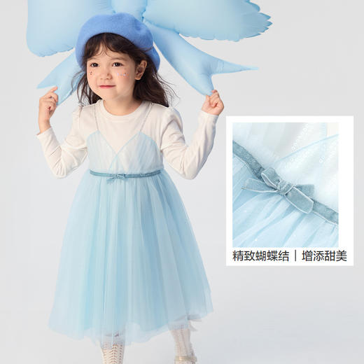 巴拉巴拉童装女童裙子秋装款假两件儿童网纱连衣裙甜美洋气时尚 商品图3