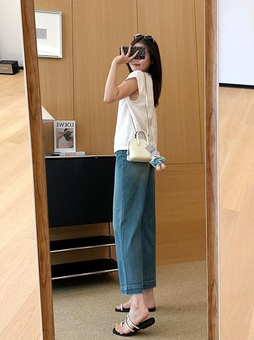 土耳其新款限量绣线吊染蓝四面弹双工艺水洗九分裤 商品图5