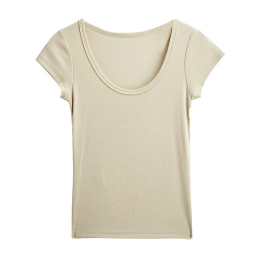 夏季大圆领打底衫女内搭显瘦修身高级感正肩短袖t恤辣妹Ｔ恤上衣 商品图4