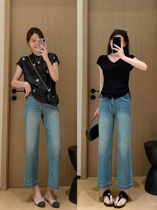 土耳其新款限量绣线吊染蓝四面弹双工艺水洗九分裤 商品图2