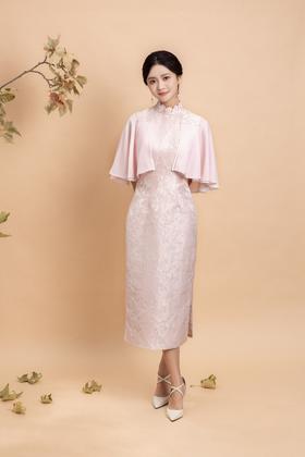 荷言GL 栖月 新中式改良旗袍粉色轻礼服荷叶袖雪纺小香风少女夏季