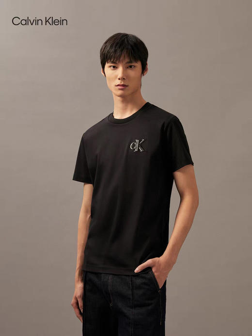 特价一盒2件 西K25新款重影刺绣 弹力圆领短袖T恤 TX571 商品图5