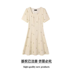 【清仓超15天不保价】大码女装2025夏季时尚减龄方领连衣裙胖妹妹气质刺绣设计裙子9952853511【1】